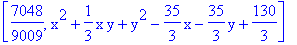 [7048/9009, x^2+1/3*x*y+y^2-35/3*x-35/3*y+130/3]